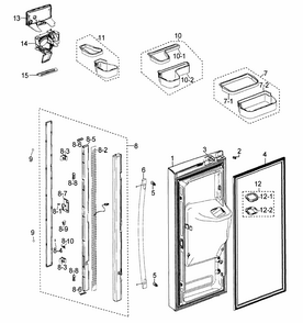 Left Door Diagram and Parts List for RF268ACBP XAA-0000 Samsung Refrigerator