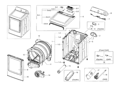 Part Location Diagram of DC97-17076A Samsung Back Drum Assembly