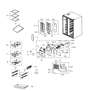 Fridge Diagram and Parts List for RS265TDRS XAA-03 Samsung Refrigerator