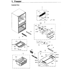 Freezer Diagram and Parts List for RF22KREDBSG AA-03 Samsung Refrigerator