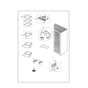 Refrigerator Diagram and Parts List for RS25J500DSR AA-01 Samsung Refrigerator
