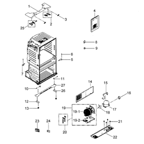 Cabinet Diagram and Parts List for RF4267HABP XAA-0000 Samsung Refrigerator