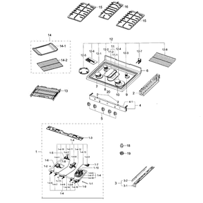 Cooktop Diagram and Parts List for NX58F5700WS AA-03 Samsung Range