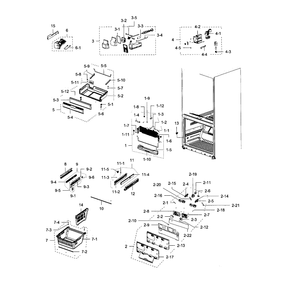Freezer Diagram and Parts List for RFG297HDWP XAA-04 Samsung Refrigerator