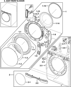 Part Location Diagram of DC97-15810A Samsung Assembly FRAME FRONT;ACE-DRY