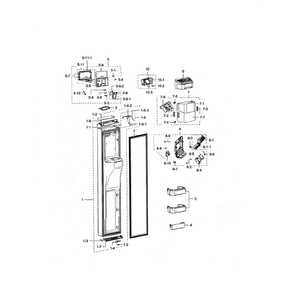 Freezer Door Diagram and Parts List for RSG307AARS XAA-0000 Samsung Refrigerator