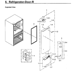 Fridge Door Rt Diagram and Parts List for RF30KMEDBSR AA-03 Samsung Refrigerator