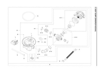 Sump Assembly Diagram and Parts List for DW60R2014US AA-00 Samsung Dishwasher