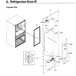 Fridge Door R Diagram and Parts List for RF30KMEDBSR AA-0001 Samsung Refrigerator