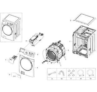 Main Assy Diagram and Parts List for WF405ATPAWR A2-0000 Samsung Washer