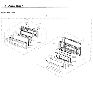 Door Diagram and Parts List for NY58J9850WS AA-0000 Samsung Range