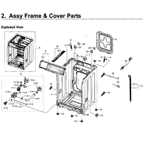 Frame And Cover Diagram and Parts List for WF219ANB XAA-01 Samsung Washer