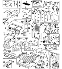 Refrigerator Diagram and Parts List for RFG237AARS XAA-0000 Samsung Refrigerator