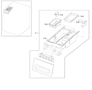 Drawer Assy Diagram and Parts List for WF220ANW XAA-0002 Samsung Washer