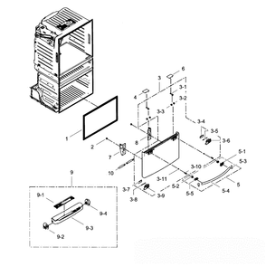 Freezer Door Diagram and Parts List for RF4287HARS XAA-02 Samsung Refrigerator