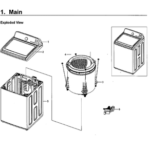 Main Assembly Diagram and Parts List for WA40J3000AW A2-12 Samsung Washer