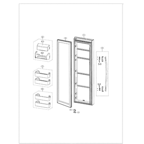 Door Right Diagram and Parts List for RS261MDRS XAA-01 Samsung Refrigerator