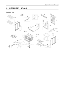 Main Assembly Diagram and Parts List for NE59R6631SG AA-00 Samsung Range