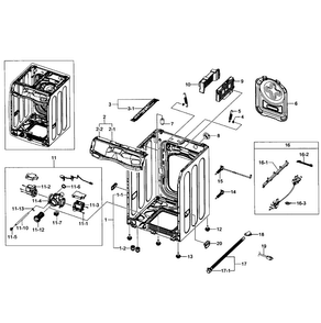 Frame Assy Diagram and Parts List for WF435ATGJRA A1-0001 Samsung Washer