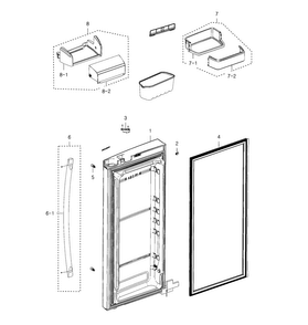 Fridge Door R Diagram and Parts List for RFG237AAWP XAA-0003 Samsung Refrigerator