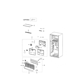 Freezing Compartment Diagram and Parts List for RT21M6213SR AA-01 Samsung Refrigerator