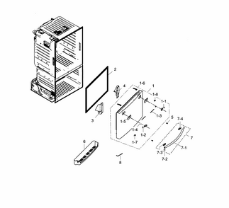 Freezer Door Diagram and Parts List for RF323TEDBBC AA-0003 Samsung Refrigerator