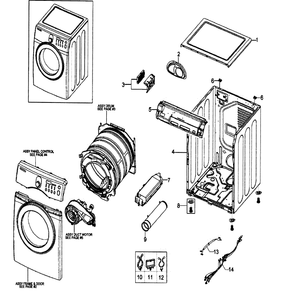 Cabinet Assembly Diagram and Parts List for DV203AEW XAA-00 Samsung Dryer