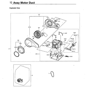 Motor Duct Diagram and Parts List for DVE60M9900W A3-0000 Samsung Dryer