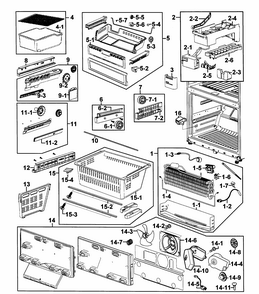 Freezer Assy Diagram and Parts List for RF266AERS XAA-0001 Samsung Refrigerator