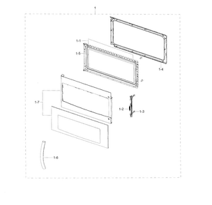 Door Assembly Diagram and Parts List for ME18H704SFS AA-0000 Samsung Microwave