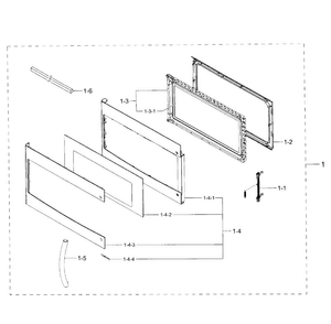 Door Section Diagram and Parts List for MC17F808KDT AA-0001 Samsung Microwave