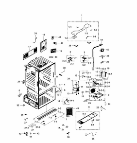 Cabinet Diagram and Parts List for RF28HFEDBWW AA-0001 Samsung Refrigerator