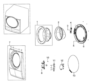 Front Assy Diagram and Parts List for WF306LAW XAA-0000 Samsung Washer