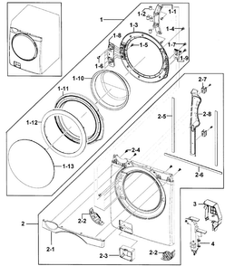Front/door Diagram and Parts List for WF448AAP XAA-0008 Samsung Washer