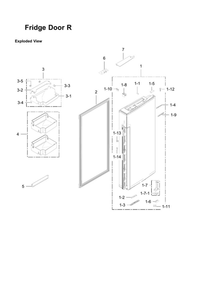 Right Refrigerator Door Parts Diagram and Parts List for RF34H9960S4 AA-07 Samsung Refrigerator