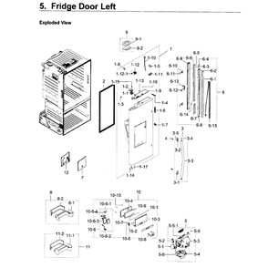 Fridge Door L Diagram and Parts List for RF23HTEDBSR AA-07 Samsung Refrigerator