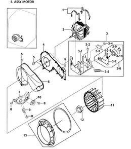 Motor Assy Diagram and Parts List for DV337AGL XAA-0000 Samsung Dryer