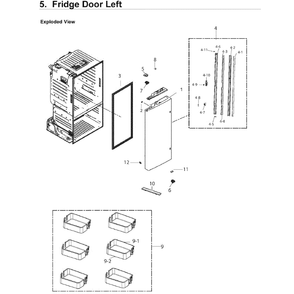 Left Door Diagram and Parts List for RF220NCTASR AA-02 Samsung Refrigerator