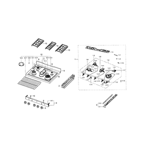 Cooktop Diagram and Parts List for NX58J7750SS AA-0001 Samsung Range