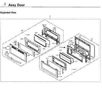 Door Diagram and Parts List for NE59J7850WG AA-0004 Samsung Range