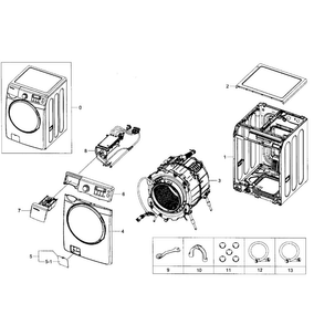 Main Assy Diagram and Parts List for WF405ATPAWR AA-0001 Samsung Washer