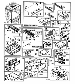 Refrigerator Diagram and Parts List for RF25HMEDBBC AA-0000 Samsung Refrigerator