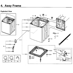 Frame Assembly Diagram and Parts List for WA5471ABW XAA-02 Samsung Washer