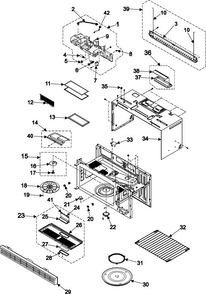 Body/cavity/elements Diagram and Parts List for SMH7175WE XAA Samsung Microwave