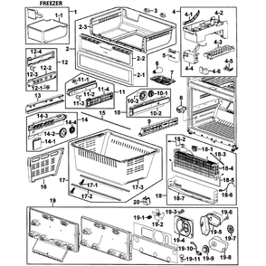 Freezer Diagram and Parts List for RF266AAWP XAA-0000 Samsung Refrigerator