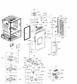 Door Left Diagram and Parts List for RF30HDEDTSR AA-0005 Samsung Refrigerator