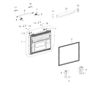 Freezer Door Diagram and Parts List for RFG237AAPN XAA-0001 Samsung Refrigerator