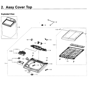 Cover-Top Diagram and Parts List for WA40J3000AW A2-11 Samsung Washer