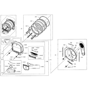 Part Location Diagram of DC97-16956B Samsung Assembly drum front