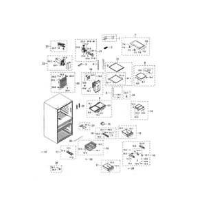 Refrigerator Diagram and Parts List for RF28HMEDBSG AA-02 Samsung Refrigerator